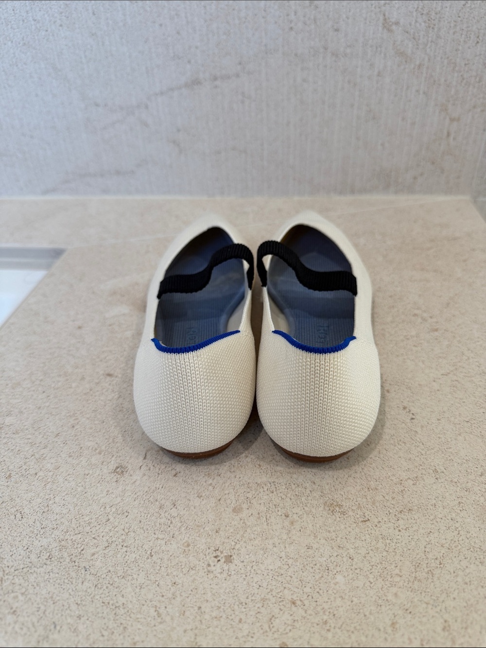 Rothy's Cream Pointed Mary Jane Flats with Black Strap Size 7 Basics Neutrals - Picture 3 of 8